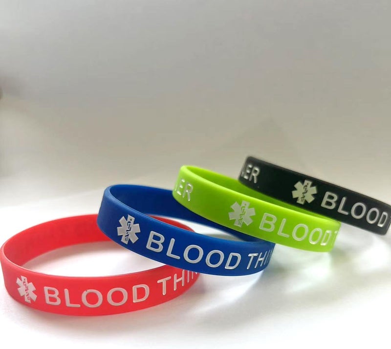 OutstandLong 5 Pack Sport Medical Alert ID Blood Thinner Silicone Bracelet Rubber Medical Awareness Wristbands 7.5" - Image 4